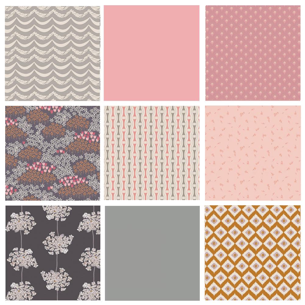 Pink and Gray Baby Girl Quilt Bundle | Simple Delicate Patterns | Fat Quarters | Half Yard Bundle | Amy Sinibaldi | Various AGF Designers