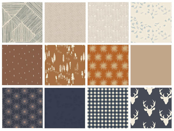 After Dark Custom Bundle | Navy Brown Woodland Quilt Fabric | Neutral Colors | Various Art Gallery Fabrics Designers and Collections