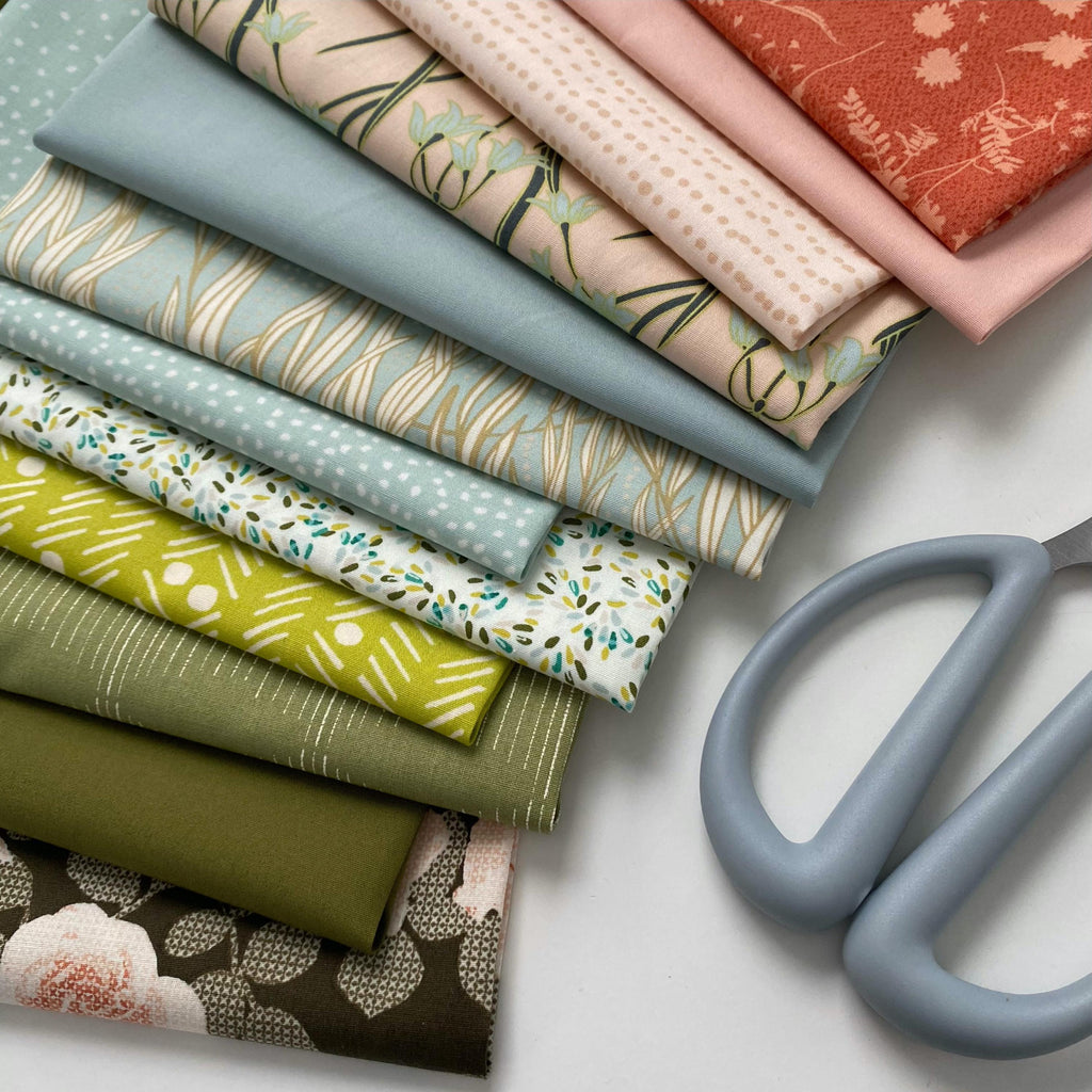 Go With the Flow Curated Bundle | Green Blue Peach Floral Quilt Fabric | Various Art Gallery Collections and Designers