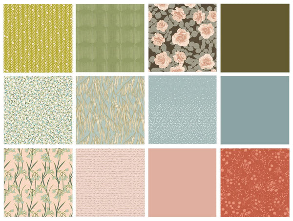 Go With the Flow Curated Bundle | Green Blue Peach Floral Quilt Fabric | Various Art Gallery Collections and Designers