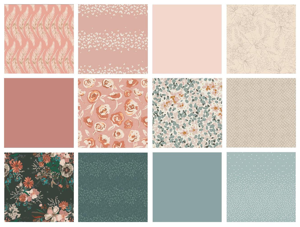 Spring in Your Step Curated Bundle | Green Blush Floral Quilt Fabric | Velvet Gathered | Soft Spring Colors | Various Art Gallery Fabrics