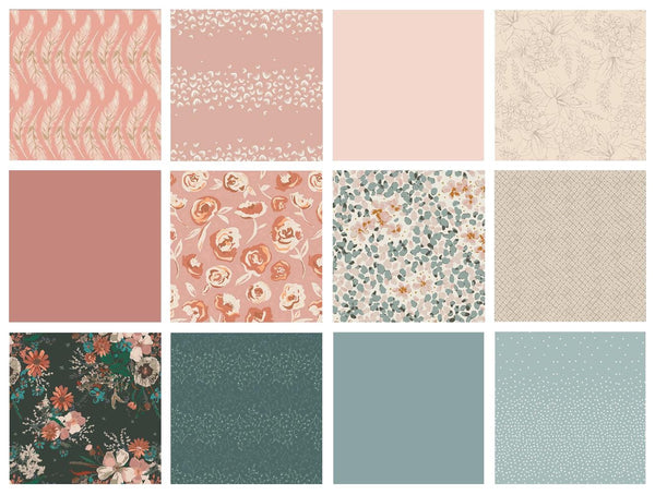 Spring in Your Step Curated Bundle | Green Blush Floral Quilt Fabric | Velvet Gathered | Soft Spring Colors | Various Art Gallery Fabrics
