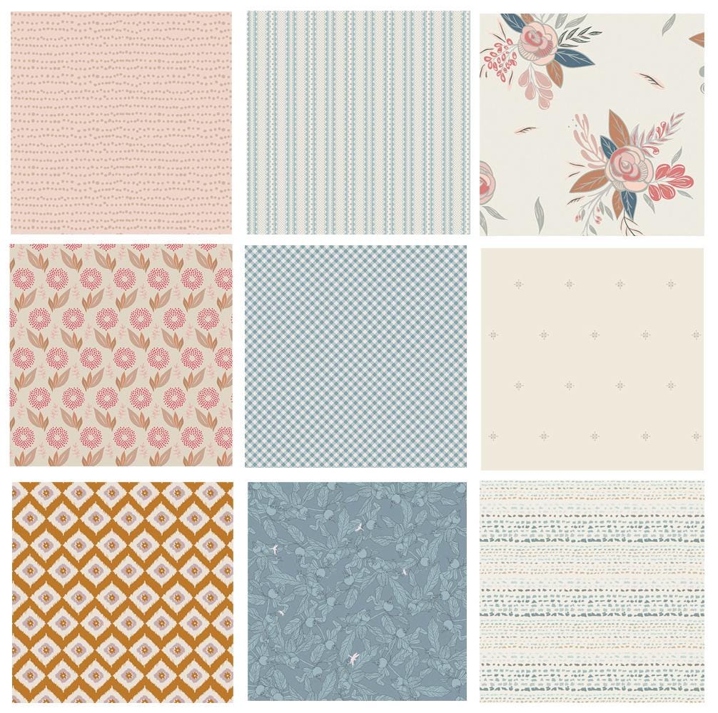 Purposefully Pastel Curated Bundle | Little Clementine Rosewood | Soft Colors | 9 Fabrics | Various Art Gallery Fabrics and Designers