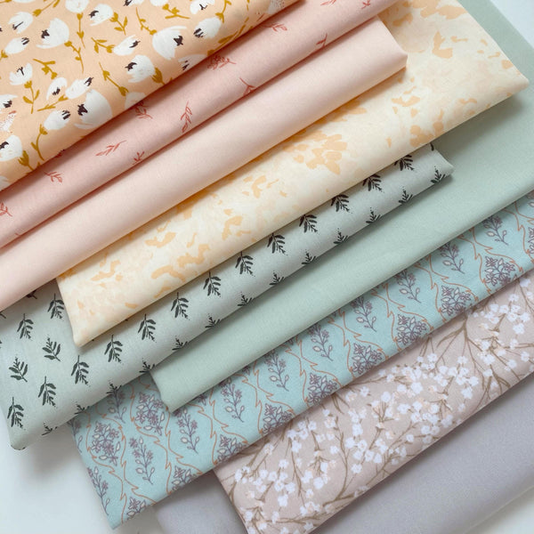 Ever So Gently Curated Bundle | Pastel Colors | Green Peach Gray Floral Quilt Fabrics | Various Art Gallery Fabrics and Designers