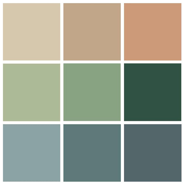 Natural Instincts Curated Bundle | Earth Tones | Blue Green Beige Solid Quilt Fabrics | Various Art Gallery Solid Fabrics