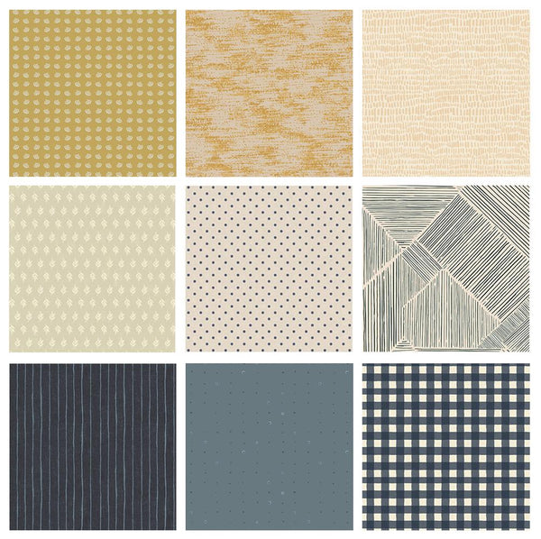 Dusk Through Dawn Curated Bundle | Gold Navy Blue | Modern Fabrics | Various Art Gallery Fabrics Designers and Collections