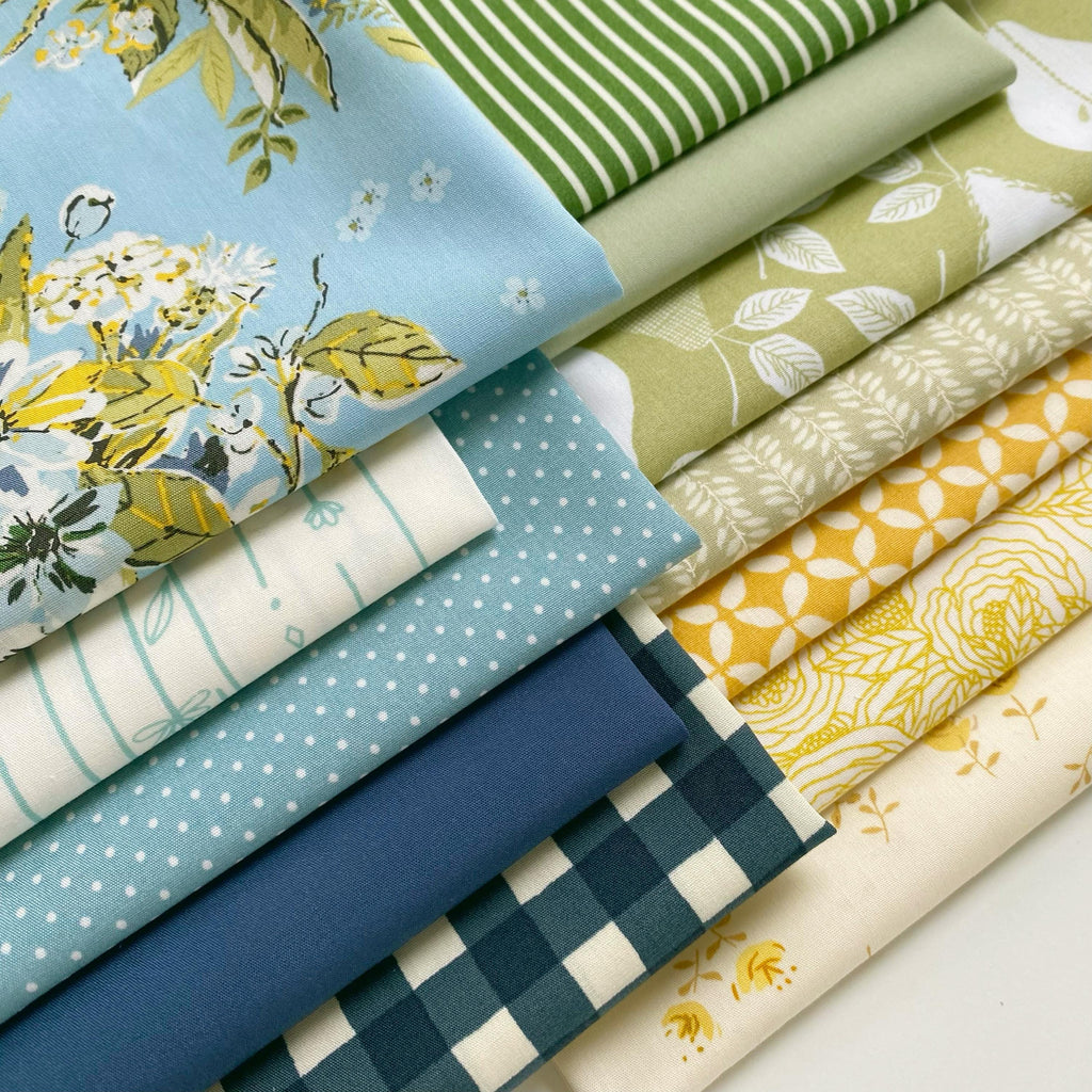 Garden Party Curated Bundle | Blue Green Yellow Floral Fabric | Various Art Gallery Collections and Designers