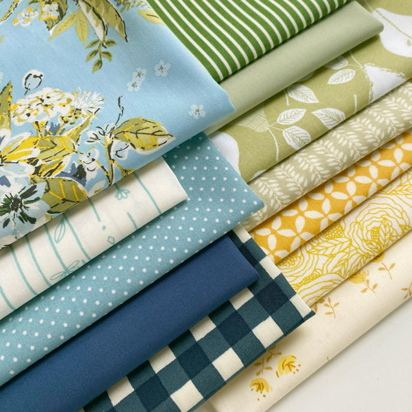 Garden Party Curated Bundle | Blue Green Yellow Floral Fabric | Various Art Gallery Collections and Designers