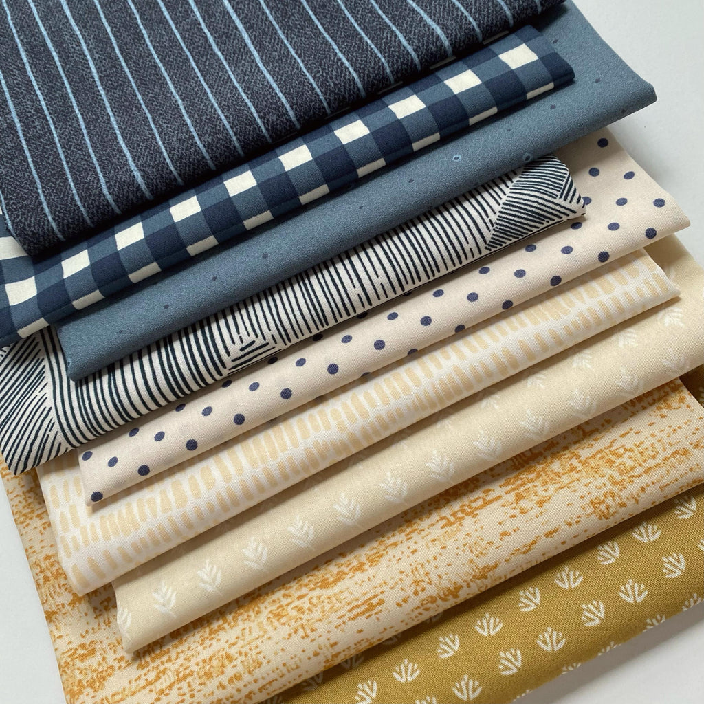 Dusk Through Dawn Curated Bundle | Gold Navy Blue | Modern Fabrics | Various Art Gallery Fabrics Designers and Collections