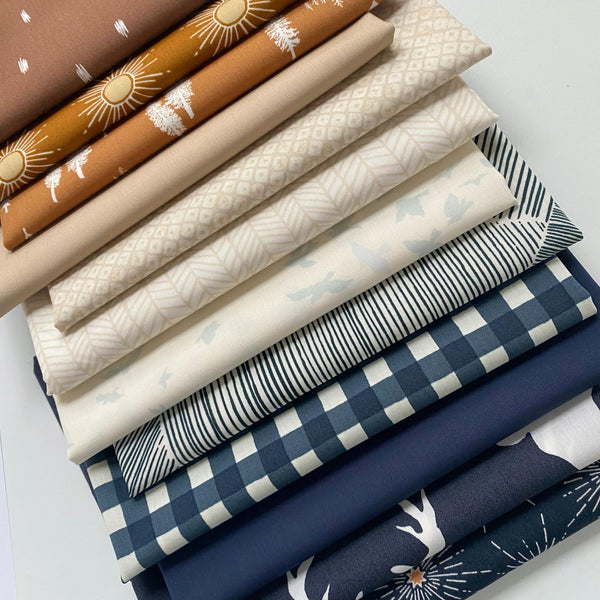 After Dark Custom Bundle | Navy Brown Woodland Quilt Fabric | Neutral Colors | Various Art Gallery Fabrics Designers and Collections