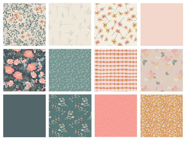 In Full Bloom Curated Bundle | Pink Green Yellow Floral Fabric | Various Art Gallery Collections and Designers
