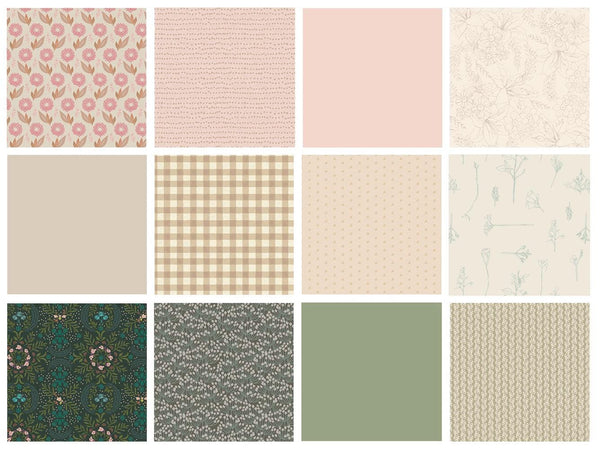 A Budding Idea Curated Bundle | Green Pink Neutral Floral Quilt Fabric | Various Art Gallery Fabrics and Designers