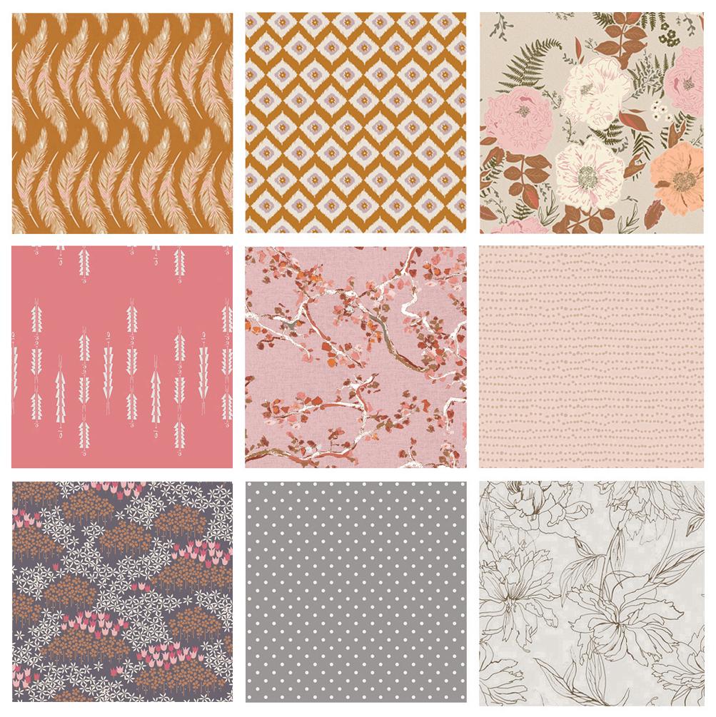 Tickled Pink Curated Bundle | Pink, Gray, and Brown Floral Quilt Fabrics | Various Art Gallery Fabrics and Designers