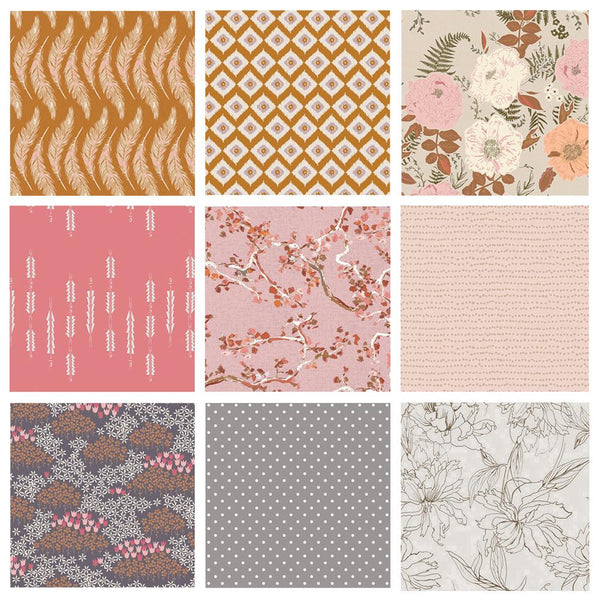 Tickled Pink Curated Bundle | Pink, Gray, and Brown Floral Quilt Fabrics | Various Art Gallery Fabrics and Designers