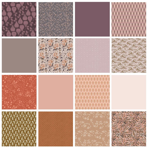 Hidden Beauty Curated Quilt Bundle | Purple Brown Orange Botanical Fabrics | Various AGF Designers and Collections