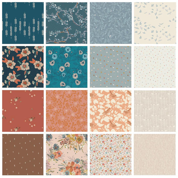 Flickering Light Curated Quilt Bundle | Earthy Colors | Teal Orange Brown | Various Art Gallery Fabrics Designers and Collections
