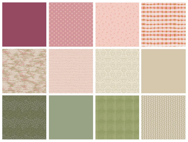 Distinct Possibility Curated Bundle | Green Pink Neutral Floral Quilt Fabric | Various Art Gallery Fabrics and Designers