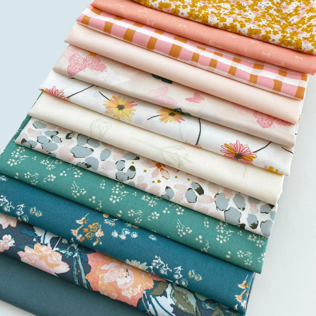 In Full Bloom Curated Bundle | Pink Green Yellow Floral Fabric | Various Art Gallery Collections and Designers