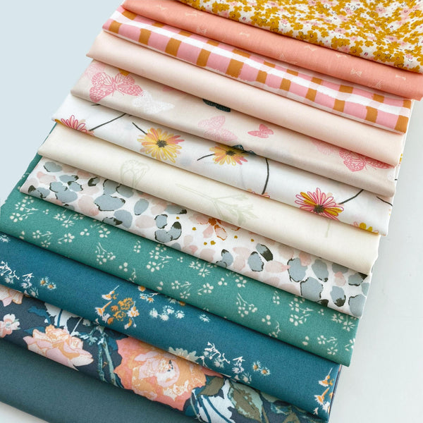 In Full Bloom Curated Bundle | Pink Green Yellow Floral Fabric | Various Art Gallery Collections and Designers