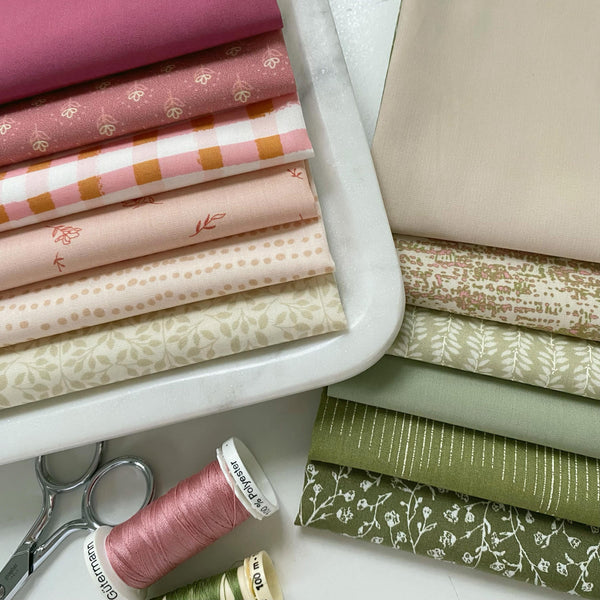 Distinct Possibility Curated Bundle | Green Pink Neutral Floral Quilt Fabric | Various Art Gallery Fabrics and Designers