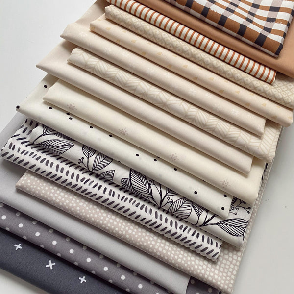 Neutral Territory Curated Quilt Bundle | Bonnie Christine AGF Studio | Neutral Colors | Tan Ivory Dark Gray | Various AGF Fabrics