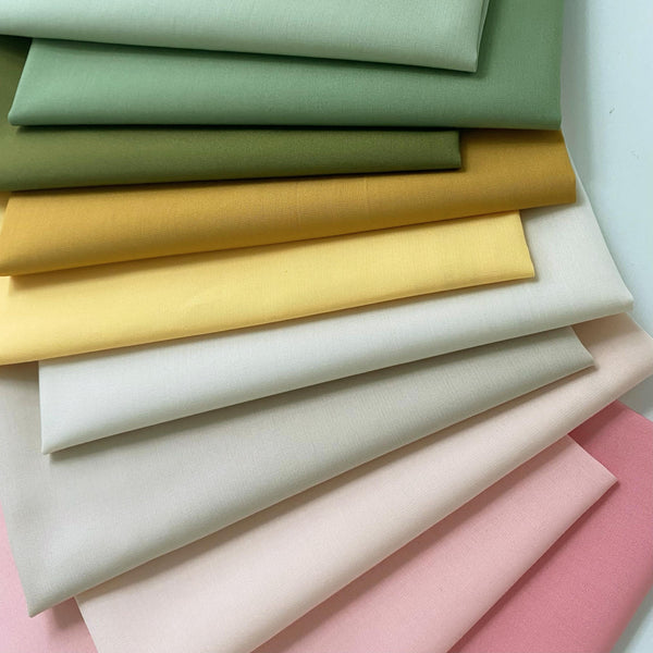 Mostly Sunny Curated Bundle | Happy Colors | Pink Green Yellow Solid Quilt Fabrics | Various Art Gallery Solid Fabrics