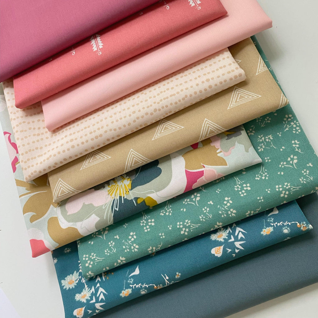 Pines and Peonies Curated Bundle | Pat Bravo | Heartland | Modern Quilting | Pink Green Floral | Various Art Gallery Fabrics
