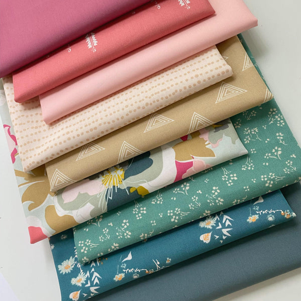Pines and Peonies Curated Bundle | Pat Bravo | Heartland | Modern Quilting | Pink Green Floral | Various Art Gallery Fabrics