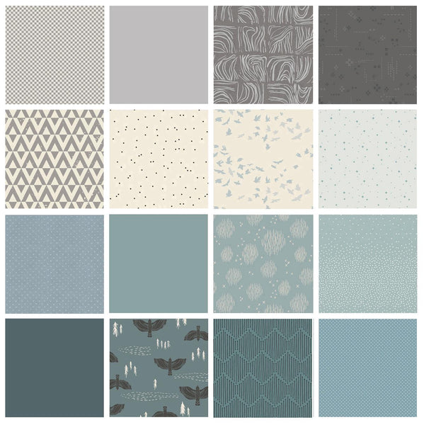 Moody Blues Curated Bundle | Monochromatic Colors | Dusty Blue Gray | Various AGF Prints and Solids