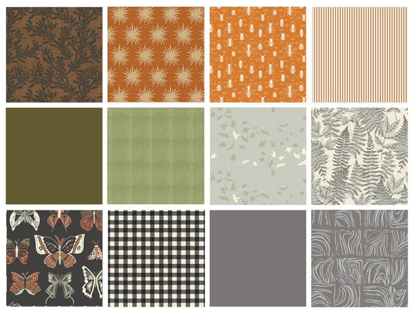 Setting Up Camp Custom Bundle | Green Gray Brown Woodland Quilt Fabric | Various Art Gallery Fabrics Designers and Collections