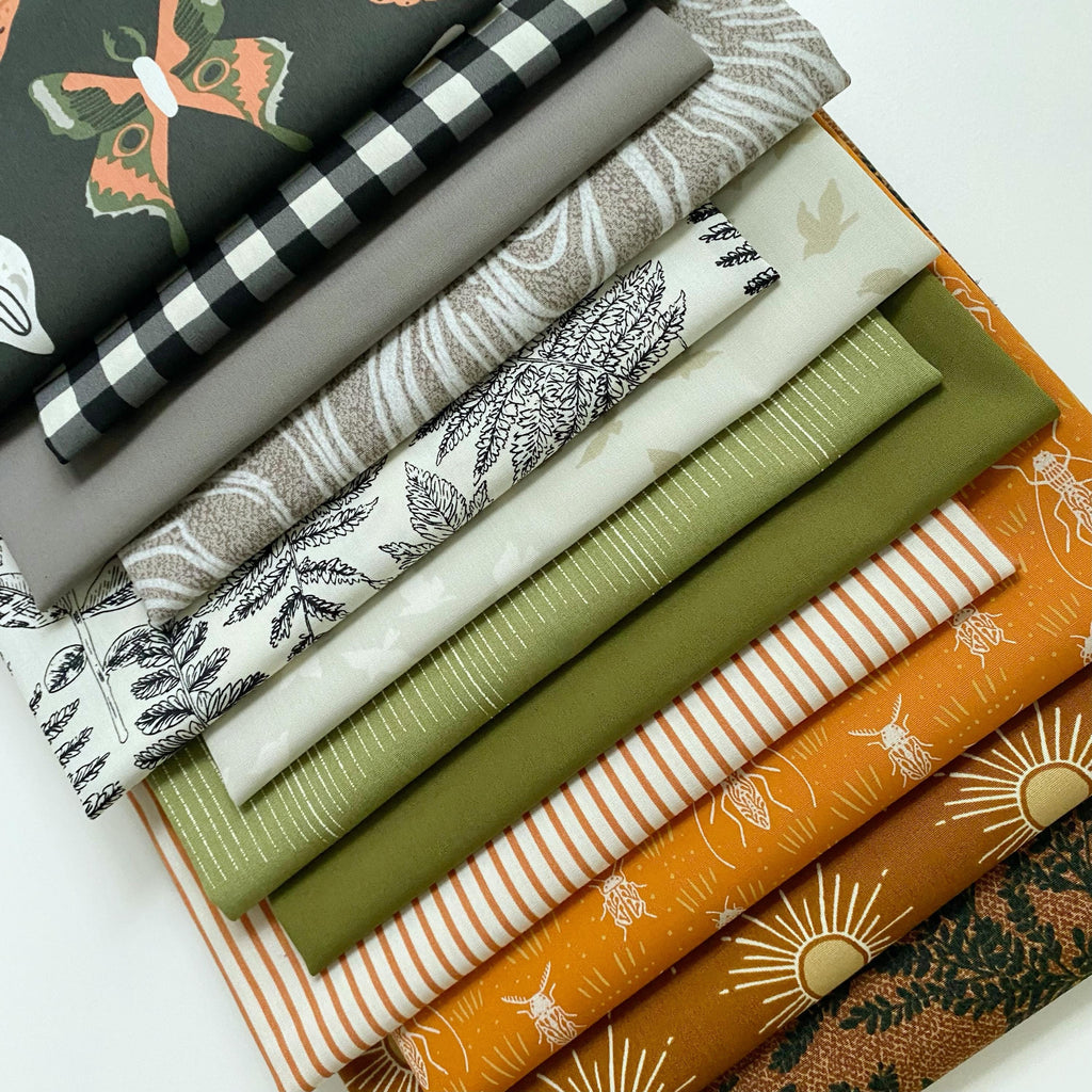 Setting Up Camp Custom Bundle | Green Gray Brown Woodland Quilt Fabric | Various Art Gallery Fabrics Designers and Collections