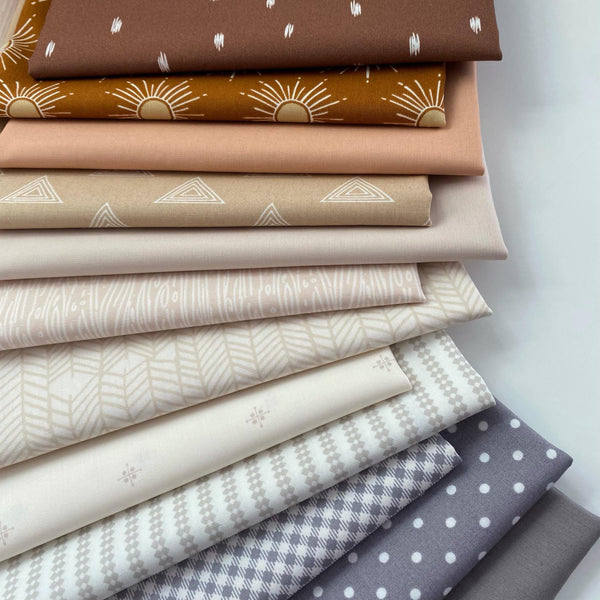 Earth Science Curated Bundle | Tan Gray Beige Quilt Fabric | Neutral Colors | Various Art Gallery Fabrics