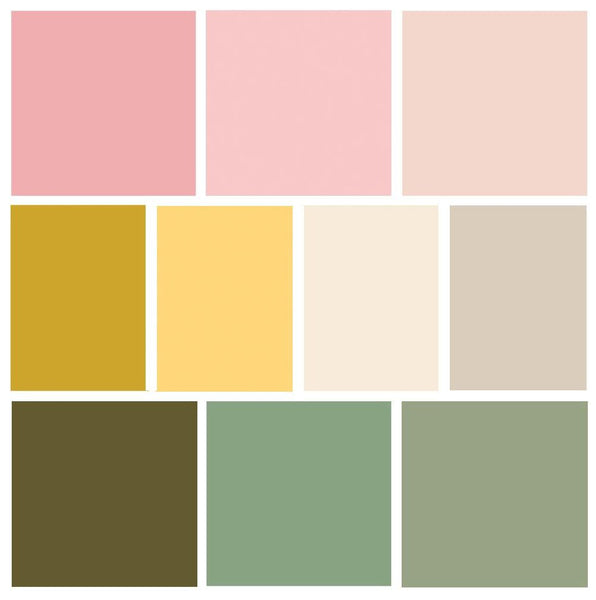 Mostly Sunny Curated Bundle | Happy Colors | Pink Green Yellow Solid Quilt Fabrics | Various Art Gallery Solid Fabrics