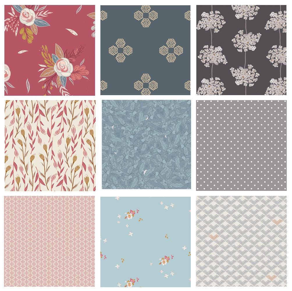 Attic Finds Curated Bundle | Red and Blue Floral Fat Quarters Bundle | Custom Bundle of Art Gallery Fabrics | Little Clementine Artisan
