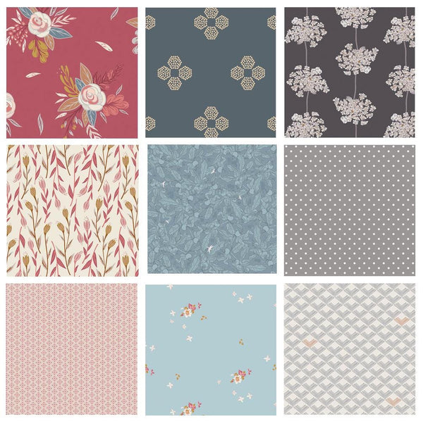 Attic Finds Curated Bundle | Red and Blue Floral Fat Quarters Bundle | Custom Bundle of Art Gallery Fabrics | Little Clementine Artisan