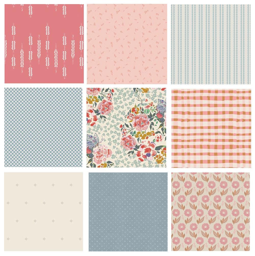 Pink and Blue Floral Quilt Bundle | Rosewood Fusion | Feminine Fabrics with Roses | Various Art Gallery Fabrics and Designers