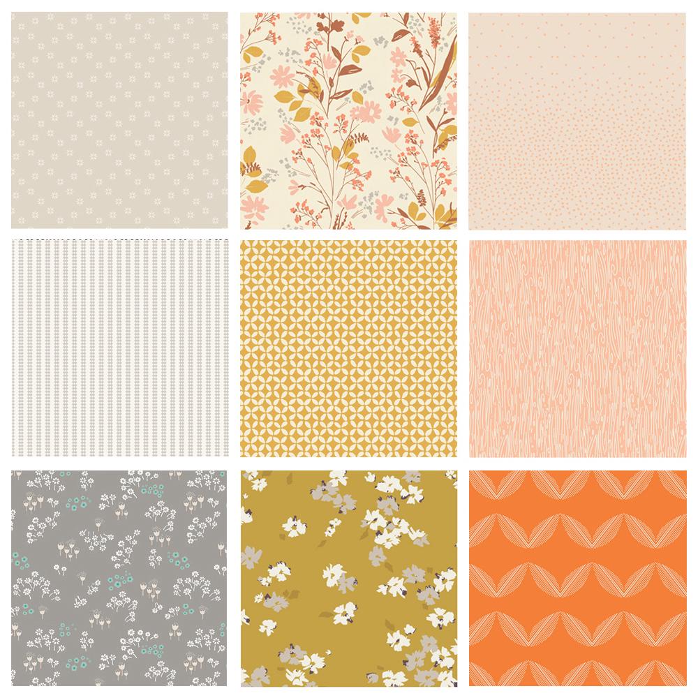 Breezy Morning Curated Bundle | Bonnie Christine | The Open Road | Modern Quilting | Gold Coral Peach | Various Art Gallery Fabrics