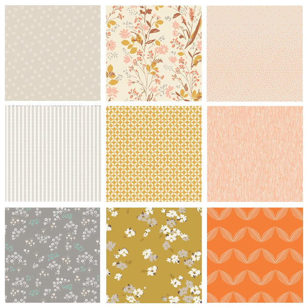 Breezy Morning Curated Bundle | Bonnie Christine | The Open Road | Modern Quilting | Gold Coral Peach | Various Art Gallery Fabrics