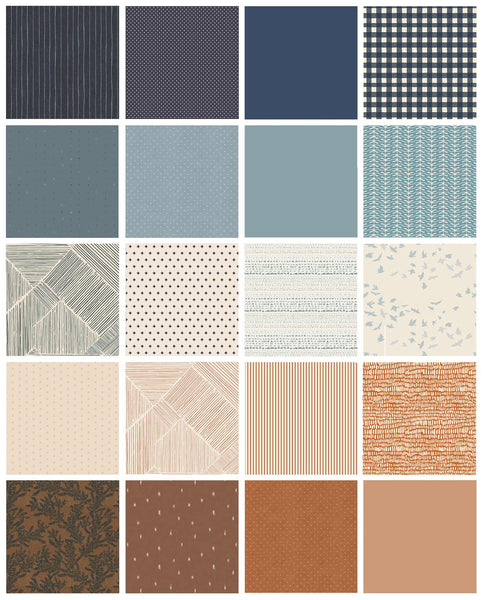 Outside Voice Curated Bundle | Navy Blue Brown Geometric Fabrics | Various AGF Designers and Collections