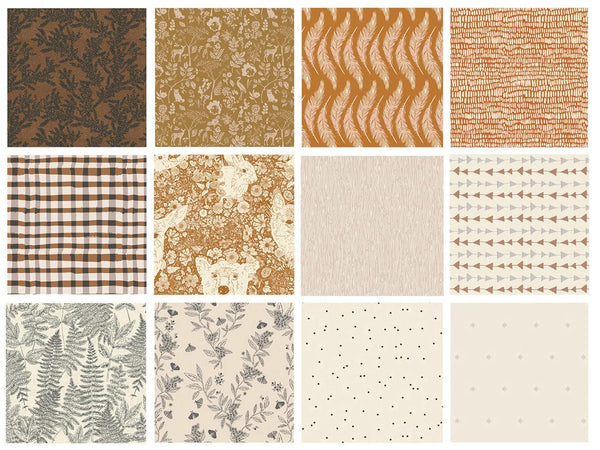 Fireside Chat Custom Bundle | Black Brown Woodland Quilt Fabric | Gender Neutral | Various Art Gallery Fabrics Designers and Collections