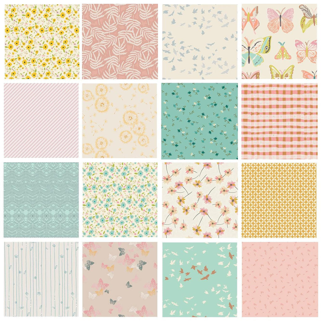 Fluttering By Curated Quilt Bundle | Butterflies and Birds | Pastel Quilt Fabrics | Various AGF Designers and Collections