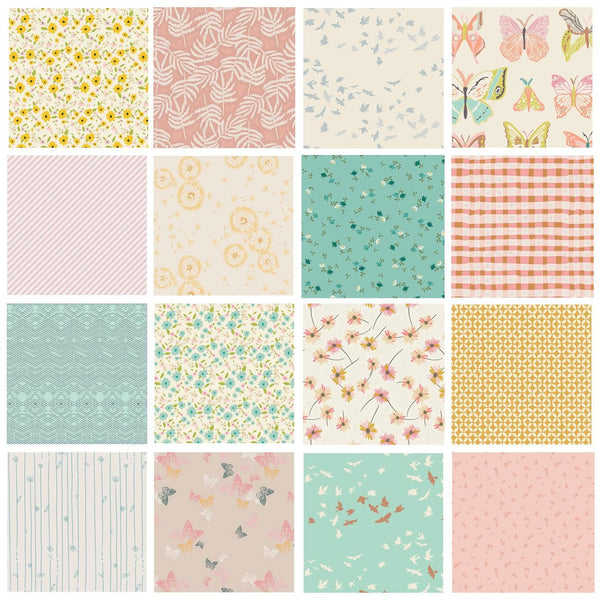 Fluttering By Curated Quilt Bundle | Butterflies and Birds | Pastel Quilt Fabrics | Various AGF Designers and Collections