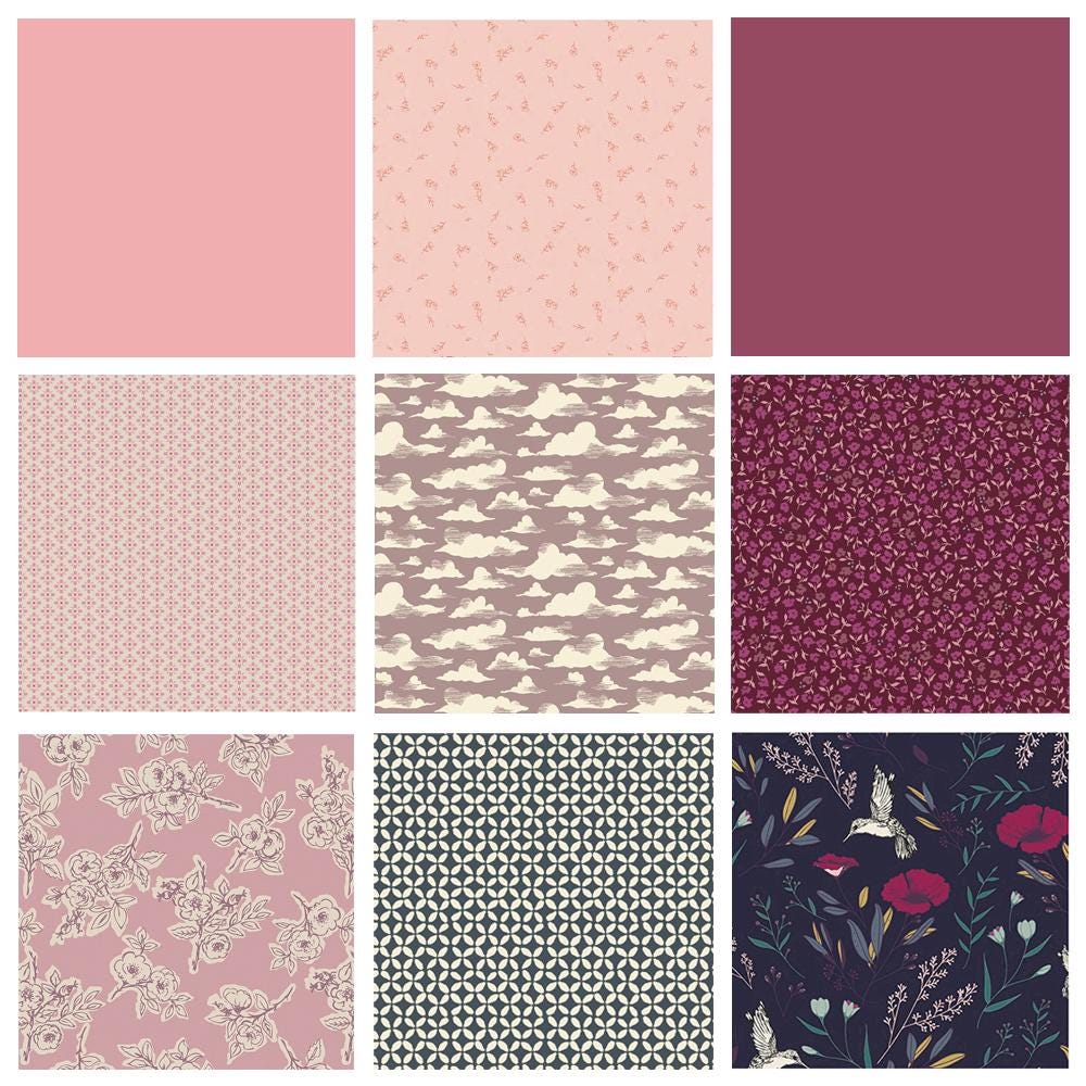 Midnight Bouquet Curated Bundle | Gemstone Colors Floral Fabrics | Garden Flowers | Mayfair | Navy Berry Pink | Art Gallery Fabrics