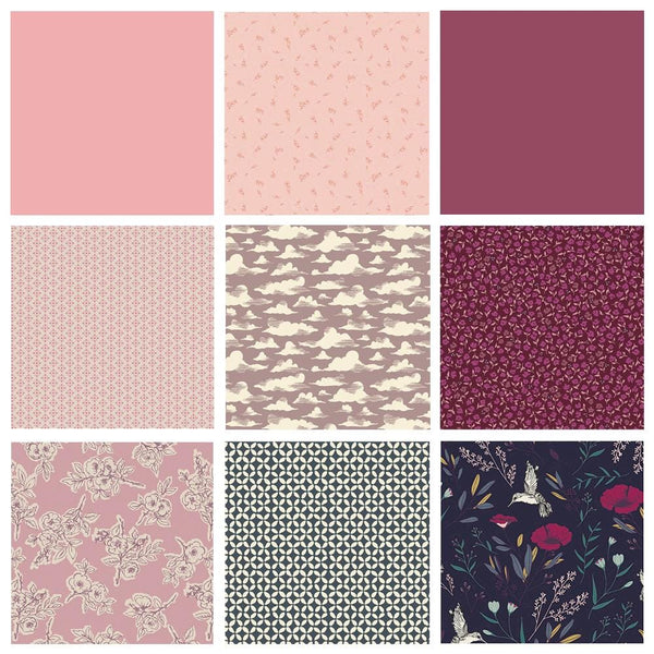Midnight Bouquet Curated Bundle | Gemstone Colors Floral Fabrics | Garden Flowers | Mayfair | Navy Berry Pink | Art Gallery Fabrics