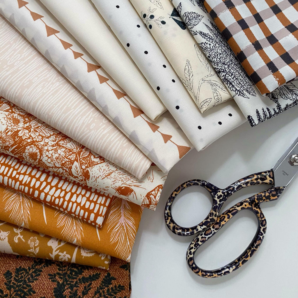 Fireside Chat Custom Bundle | Black Brown Woodland Quilt Fabric | Gender Neutral | Various Art Gallery Fabrics Designers and Collections