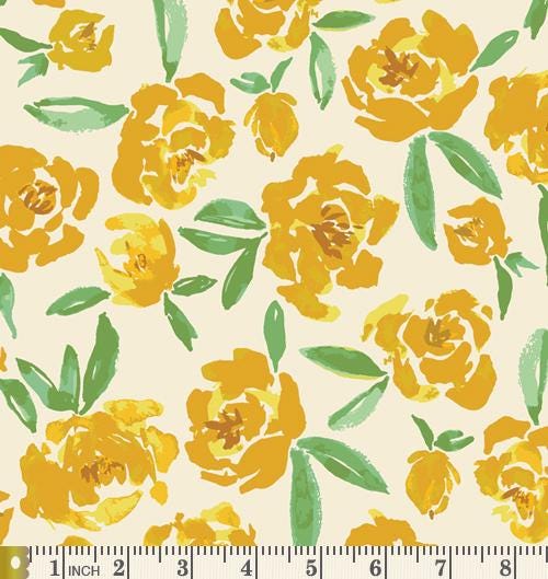 Field Day Curated Bundle | Yellow Green Navy | Summer Quilt Fabrics with Flowers | Various Art Gallery Fabrics and Designers