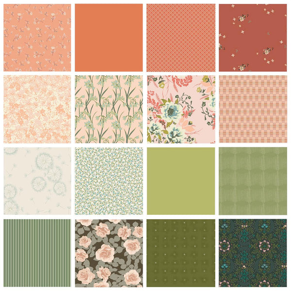 Carrot Top Curated Bundle | Peach and Green Floral Quilt Fabrics | Various Art Gallery Fabrics and Designers