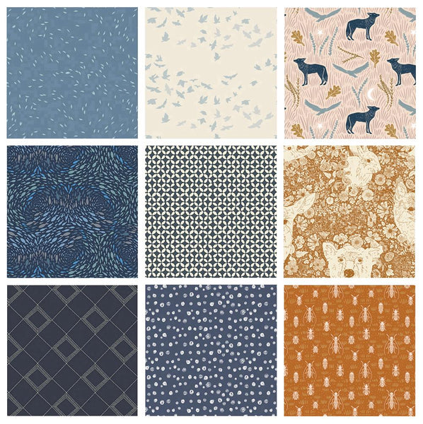 Through the Thicket Curated Bundle | Navy Blue Brown Animals | Various AGF Designers and Collections