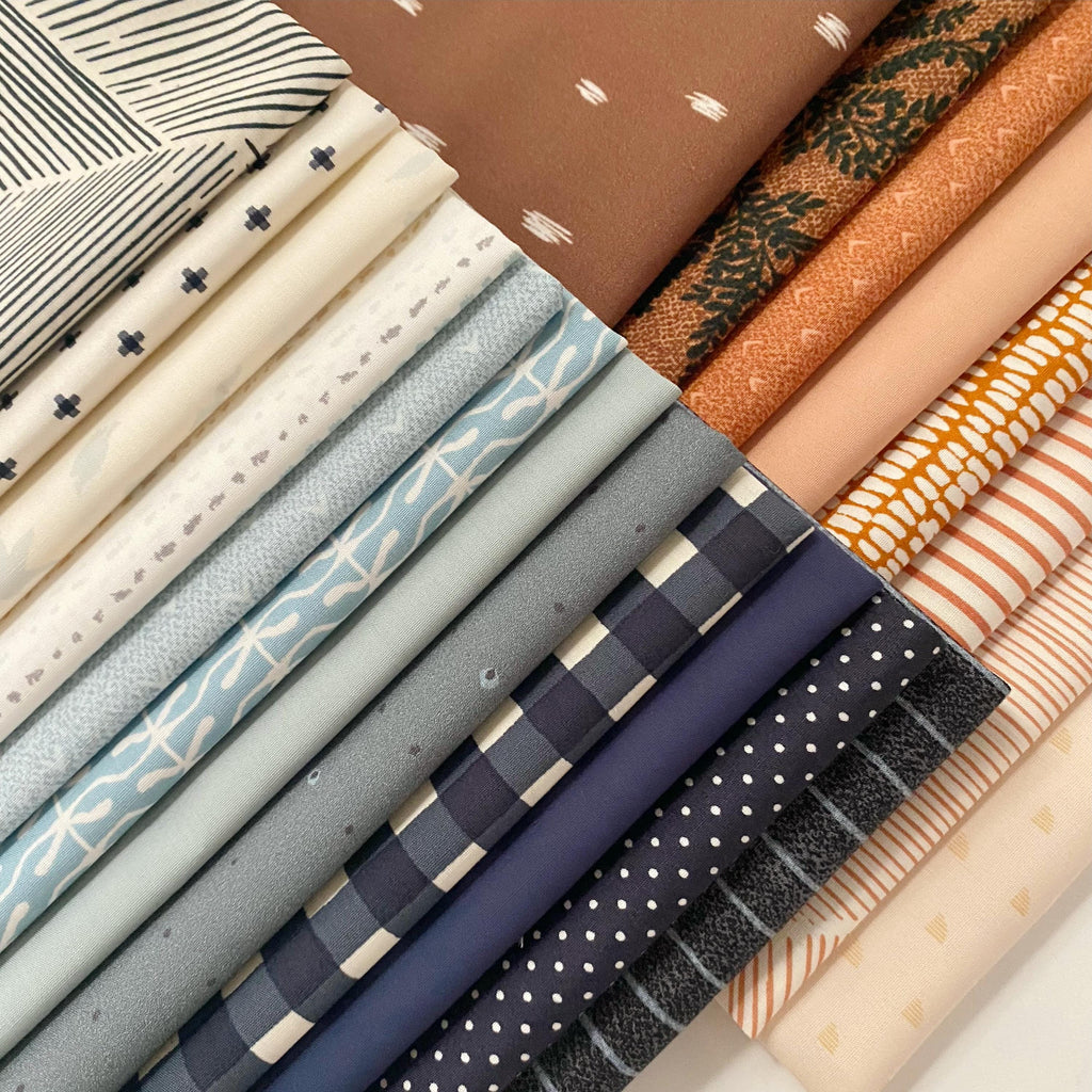 Outside Voice Curated Bundle | Navy Blue Brown Geometric Fabrics | Various AGF Designers and Collections