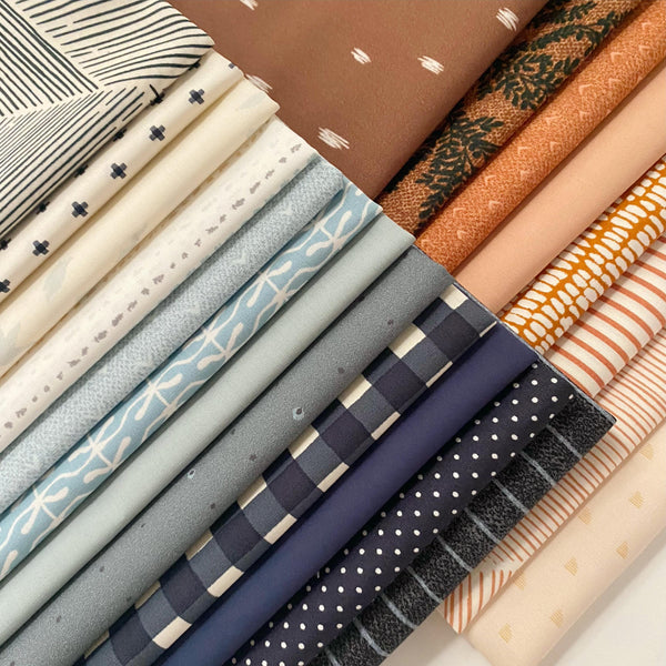 Outside Voice Curated Bundle | Navy Blue Brown Geometric Fabrics | Various AGF Designers and Collections